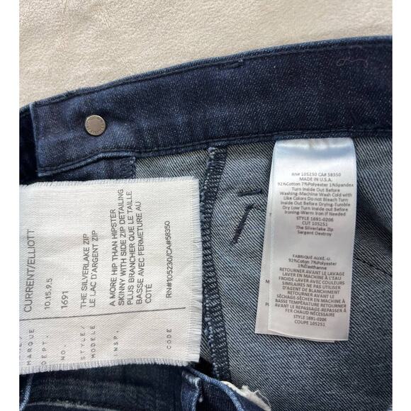 Current/Elliott Silverlake Zip Ankle Skinny Leg Jeans Sargent Revolve Low Rise - Picture 8 of 12